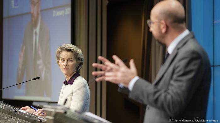 Belgien Brüssel | Pressekonferenz Ursula von der Leyen und Charles Michel