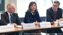Valdete Daka mit dem Botschafter des QUINT-Landes im Kosovo und dem Direktor der Kosovo-Polizei