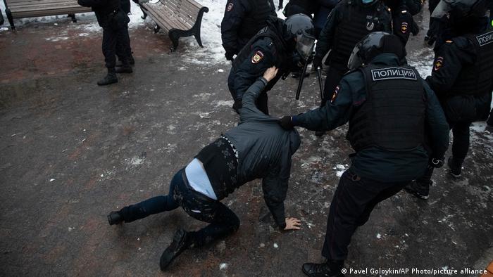 Затримання мітингувальника у Москві, 23 січня 2021 року