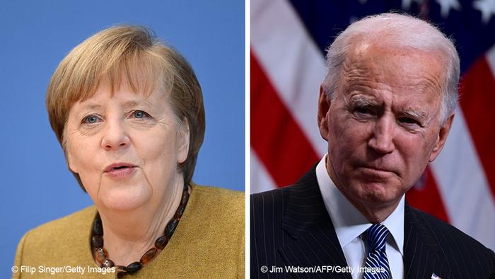 Bildkombo Angela Merkel und Joe Biden