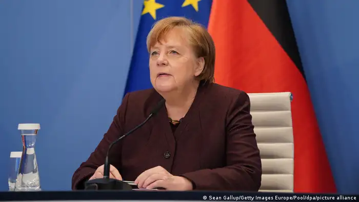 Weltwirtschaftsforum Davos | Angela Merkel in Videokonferenz 