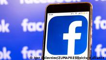 January 20, 2021, Ukraine: In this photo illustration, a Facebook logo is seen displayed on smart phone on a background of Facebook banner. (Credit Image: © Igor Golovniov/SOPA Images via ZUMA Wire