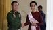 Myanmar Naypyitaw Senior General Min Aung Hlaing und NLD Partei Anführer Aung San Suu Kyi Myanmar Naypyitaw Senior General Min Aung Hlaing und NLD Partei Anführer Aung San Suu Kyi