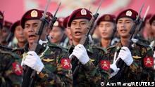 Soldiers take part in a military parade to mark the 74th Armed Forces Day in the capital Naypyitaw, Myanmar March 27, 2019. REUTERS/Ann Wang