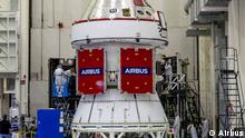 Going to the Moon with the Artemis programme involves Europe
Service modules being built by Airbus Bremen - 10 European nations involved
Bremen, 02 February 2021 – The European Space Agency (ESA) has signed a further contract with Airbus for the construction of three more European Service Modules (ESM) for Orion, the American crewed spacecraft for the Artemis programme.
NASA-Orion-Spacecraft mit Modul ESM-1