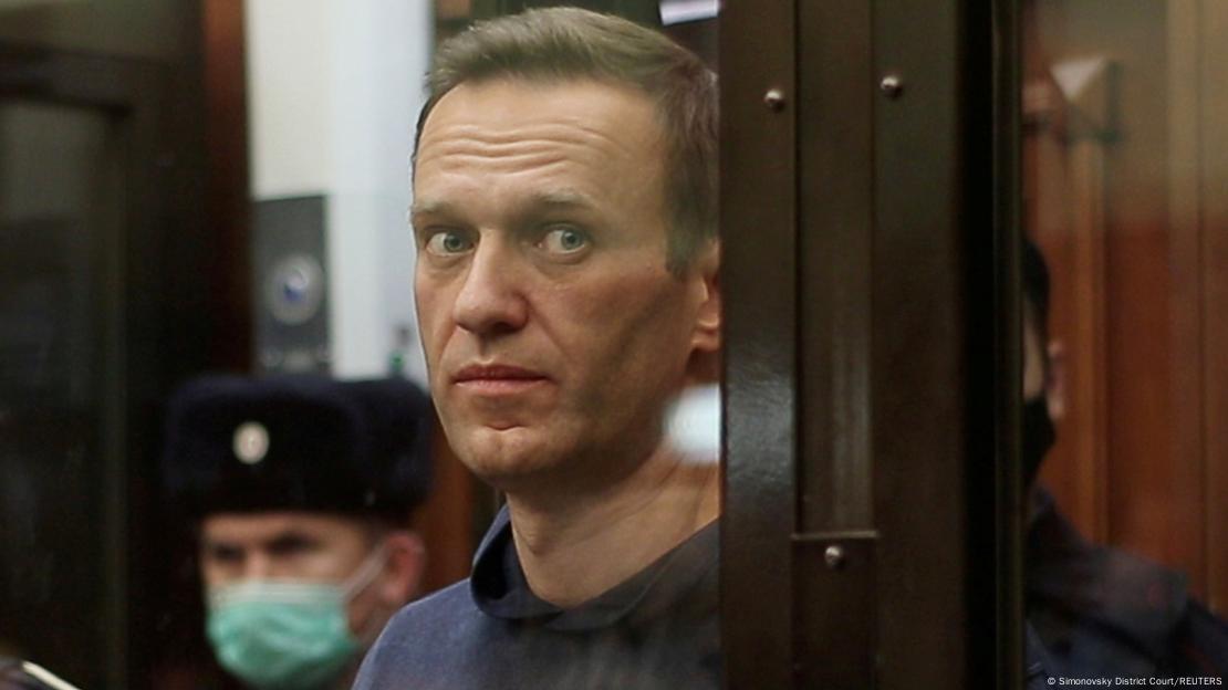 Alexei Navalny in the dock in 2021