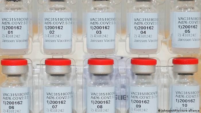 Janssen vaccine ampoules, owned by Johnson & Johnson