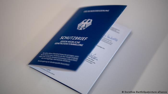 The protection letter booklet with a dark blue passport-style cover
