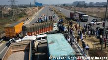 06.02.2021
Protesters block KMP Expressway during a roadblock-protest called by farmers, part of their continuing demonstration against the central government's recent agricultural reforms, at Kundli in Haryana state on February 6, 2021. (Photo by Prakash SINGH / AFP) (Photo by PRAKASH SINGH/AFP via Getty Images)