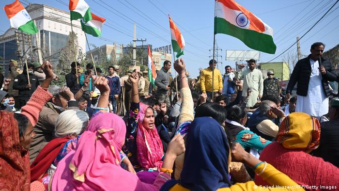 Protestierende Bauern am vergangenen Samstag in der indischen Stadt Gurugram im Bundesstaat Haryana 