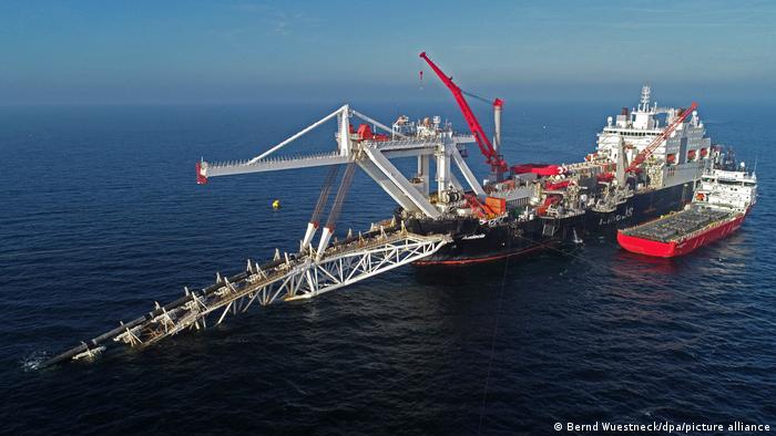 The pipe-laying vessel Fortuna working in the Baltic Sea