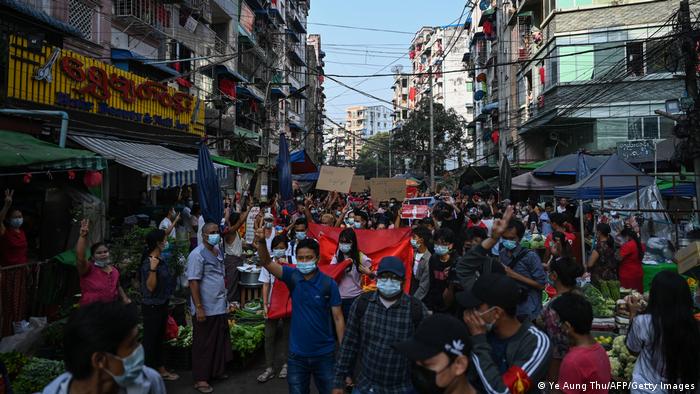 Myanmar Yangon Anti Militär Proteste