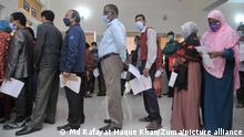 February 7, 2021: Line for taking vaccine at the first day of vaccination campaign at Osmani Medical College and Hospital, Sylhet, Bangladesh. (Credit Image: Â© Md Rafayat Haque Khan/ZUMA Wire