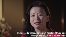(FILES) This undated file image of a frame grab taken from handout video by Australia's Department of Foreign Affairs and Trade (DFAT) / Australia Global Alumni on September 1, 2020 shows Australian journalist Cheng Lei at an unknown location. - Cheng Lei, an Australian news anchor for Chinese state television, has been formally arrested and accused of illegally supplying state secrets overseas, Canberra said on February 8, 2021, six months after she was detained in China without explanation. (Photo by Handout / Australia's Department of Foreign Affairs and Trade (DFAT) / Australia Global Alumni / AFP) / RESTRICTED TO EDITORIAL USE - MANDATORY CREDIT AFP PHOTO /Australia's Department of Foreign Affairs and Trade (DFAT) / Australia Global Alumni - NO MARKETING - NO ADVERTISING CAMPAIGNS - DISTRIBUTED AS A SERVICE TO CLIENTS - NO ARCHIVES