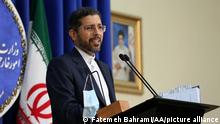 TEHRAN, IRAN - OCTOBER 5: Iranian Foreign Ministry Spokesman Saeed Khatibzadeh speaks about the conflicts between Azerbaijan and Armenia during a press conference held at the Ministry of Foreign Affairs building in Tehran, Iran on October 5, 2020. Fatemeh Bahrami / Anadolu Agency