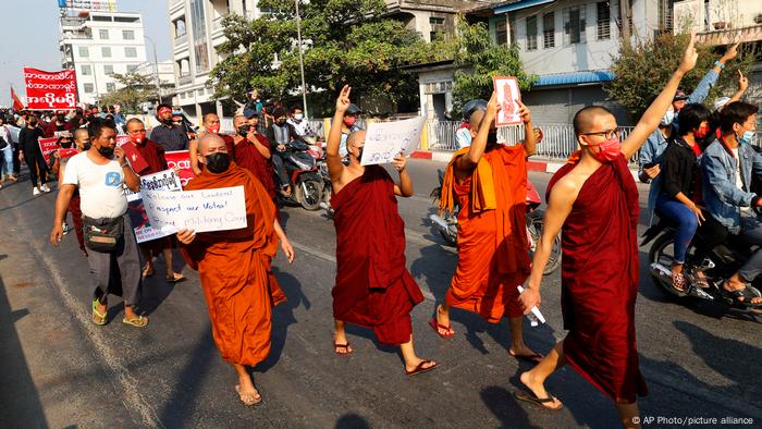 Monks among the protesters