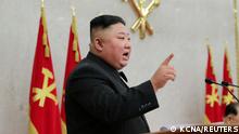 North Korean leader Kim Jong Un speaks during a plenary meeting of the Workers' Party central committee in Pyongyang, North Korea in this photo supplied by North Korea's Central News Agency (KCNA) on February 8, 2021. KCNA via REUTERS ATTENTION EDITORS - THIS IMAGE WAS PROVIDED BY A THIRD PARTY. REUTERS IS UNABLE TO INDEPENDENTLY VERIFY THIS IMAGE. NO THIRD PARTY SALES. SOUTH KOREA OUT. NO COMMERCIAL OR EDITORIAL SALES IN SOUTH KOREA.