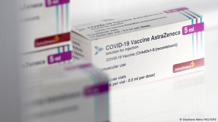 Packaged AstraZeneca vaccine vials