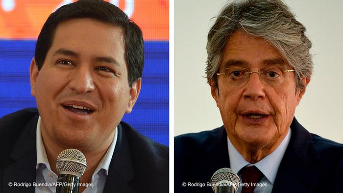 Kombobild | Präsidentschaftskandidaten Ecuador | Andres Arauz und Guillermo Lasso