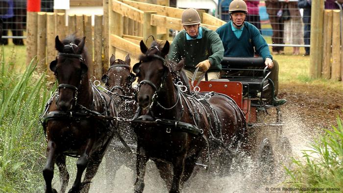 El príncipe Felipe en un carruaje tirado por caballos, en 2005.