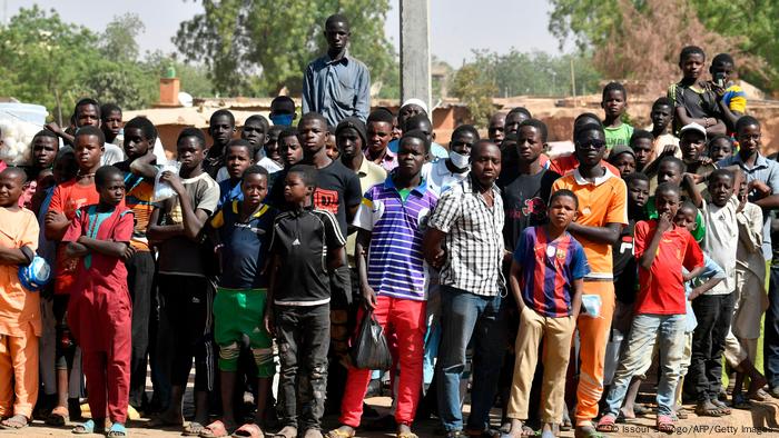 Crowds outside a polling station in Niamey