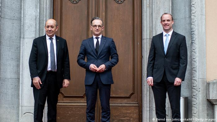 Außenminister von Deutschland, Frankreich und Großbritannien | Heiko Maas, Jean-Yves Le Drian und Dominic Raab