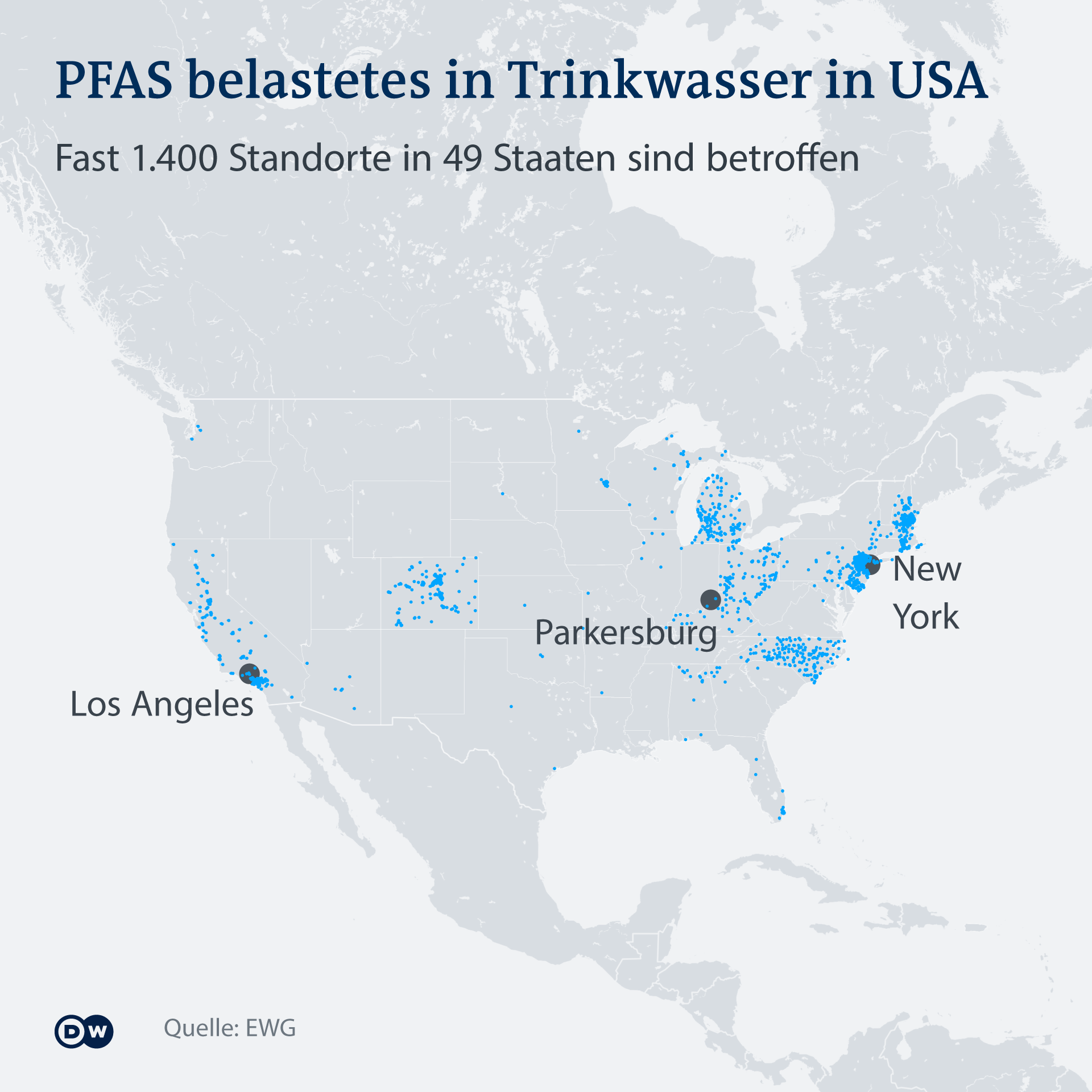 Infographic Map Contaminated Drinking Water in the USA DE