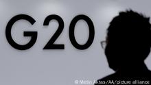 OSAKA, JAPAN - JUNE 29: The logo of G20 is seen prior to the second day of the G20 summit in Osaka, Japan on June 29, 2019. Metin Aktas / Anadolu Agency