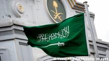 A Saudi Arabia flag flies in front of the Saudi consulate in Istanbul on October 13, 2018. - Saudi Arabia dismissed on Octiber 13 accusations that Jamal Khashoggi was ordered murdered by a hit squad inside its Istanbul consulate as lies and baseless allegations, as Riyadh and Ankara spar over the missing journalist's fate. (Photo by Yasin AKGUL / AFP) (Photo credit should read YASIN AKGUL/AFP via Getty Images)