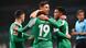 Goalscorer Josh Sargent of Werder Bremen is congratulated by team mates Milot Rashica (L), Marco Friedl and Felix Agu Goalscorer Josh Sargent of Werder Bremen is congratulated by team mates Milot Rashica (L), Marco Friedl and Felix Agu