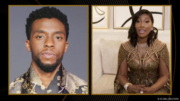 Chadwick Bosemans Ehefrau nimmt den Golden Globe für ihren 2020 verstorbenen Ehemann entgegen.