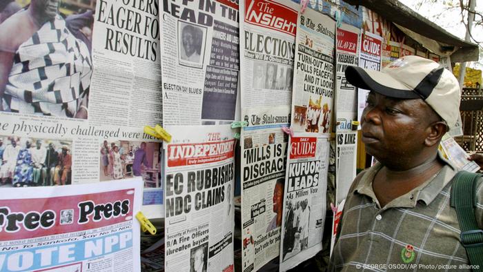 A newspaper stand 