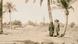 Ein Schwarz-Weiß-Foto von 1932, Ein Paar steht vor Palmen, im Hintergrund ein Minarett Ein Schwarz-Weiß-Foto von 1932, Ein Paar steht vor Palmen, im Hintergrund ein Minarett