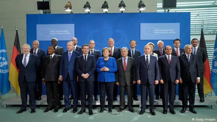 A family portrait of leaders who attended the Libya conference in Berlin in January 2020