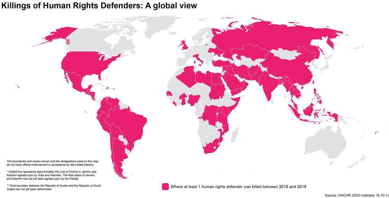 Killings of human rights defenders worldwide 2015-2019