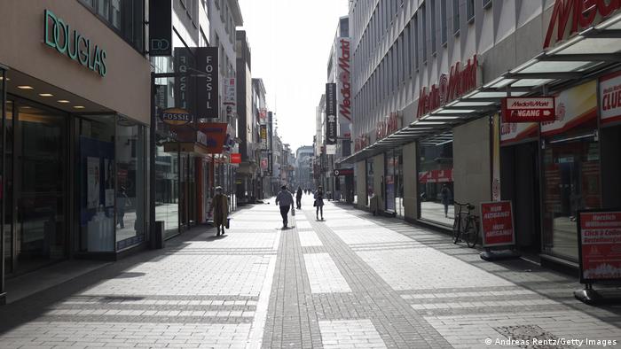 A deserted shopping street in Cologne