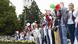 Line of women, many with white, red or green balloons protesting in the city of Gomel, Belarus Line of women, many with white, red or green balloons protesting in the city of Gomel, Belarus