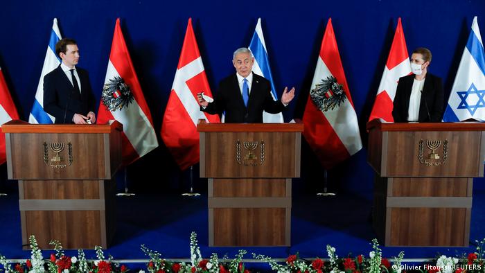 Главы правительств Австрии, Израиля и Дании (слева направо)