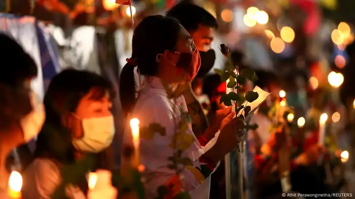 People gather to mourn those who have died in Myanmar's anti-coup protests