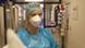 Katrin Berger wears a face mask in the hospital Katrin Berger wears a face mask in the hospital