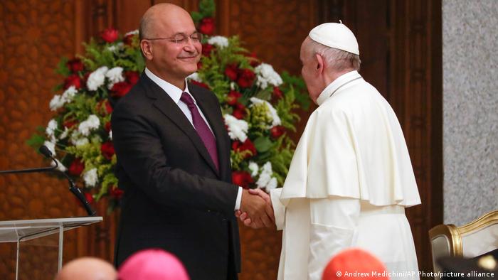 Irak Cumhurbaşkanı Salih ve Papa Françesko