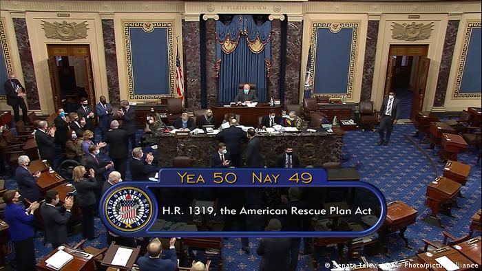 Inside the US Senate as the results of the vote are read out: Yea 50 Nay 49