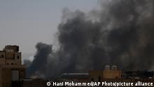 Smoke rises after Saudi-led airstrikes on an army base in Sanaa, Yemen, Sunday, Mar. 7, 2021. The Saudi-led coalition fighting Iran-backed rebels in Yemen said Sunday it launched a new air campaign on the war-torn countryâ€™s capital and on other provinces. The airstrikes come as retaliation for recent missile and drone attacks on Saudi Arabia that were claimed by the Iranian-backed rebels. (AP Photo/Hani Mohammed)