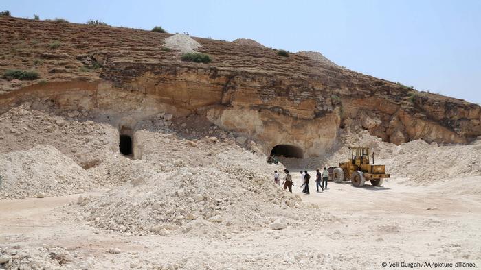 Syrian opponents dig tunnels and caves to build up hospital due to the airstrikes of Syrian regime on medical facilities in Hama, Syria