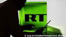 The Russia Today logo is seen on a computer screen on November 10, 2017. (Photo by Jaap Arriens/NurPhoto)