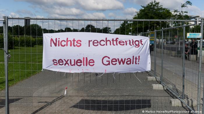 Banner in Berlin against sexual violence 