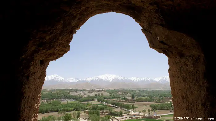 A view overlooking Bamiyan from the upper interior of one the ancient Buddha statues on the outskirts of Bamiyan