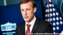 11 March 2021.***
National Security Advisor Jake Sullivan speaks at a news briefing at the White House in Washington, DC, USA, 11 March 2021. Credit: Jim LoScalzo / Pool via CNP
