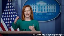 WASHINGTON, DC - MARCH 15: White House Press Secretary Jen Psaki speaks during the daily press briefing at the White House on March 15, 2021 in Washington, DC. Later on Monday, President Joe Biden will deliver remarks about the $1.9 trillion coronavirus stimulus package that he signed into law last week. (Photo by Drew Angerer/Getty Images)
