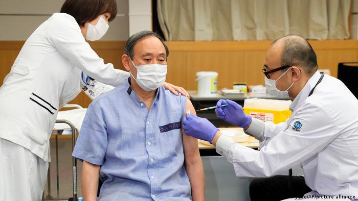 PM Suga received his first dose of COVID-19 vaccine in Tokyo on March 16
